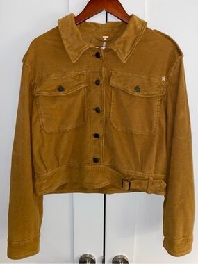 Free People Everlyn Corduroy Cropped Jacket Large Marygold